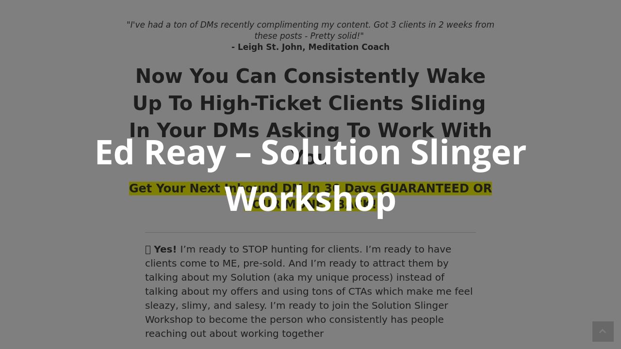 Ed Reay – Solution Slinger Workshop